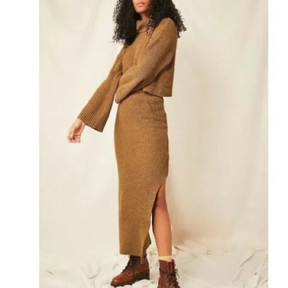 FP Beach Beach in The Moment Sweater Skirt Set in Khaki